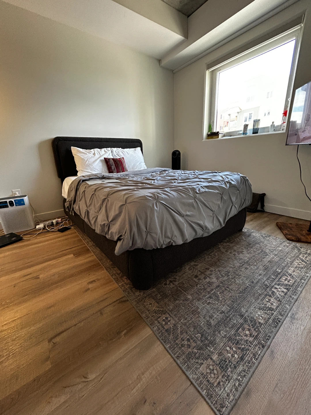 Queen size Dark Grey Upholstered Bed Frame - photo 4