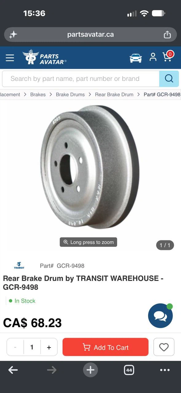 H1016 Ford / Mazda Rear Brake Drum & Shoe Kit – NEW – $80