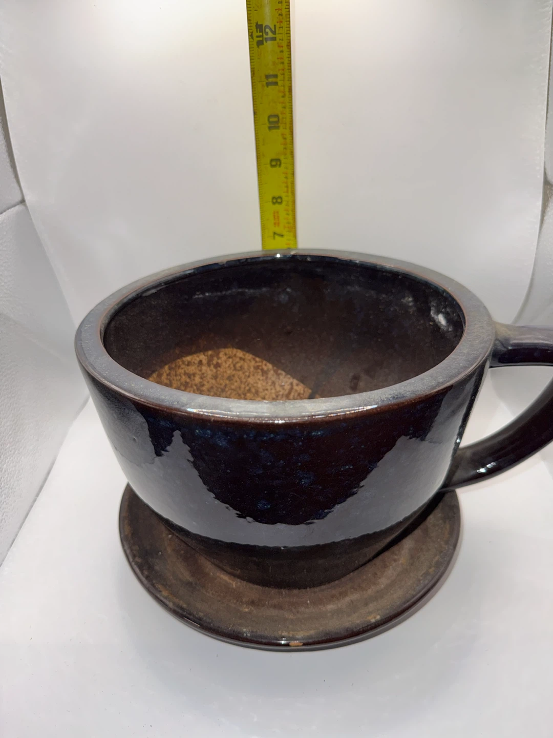 Large Ceramic Cup Planter with saucer - photo 3