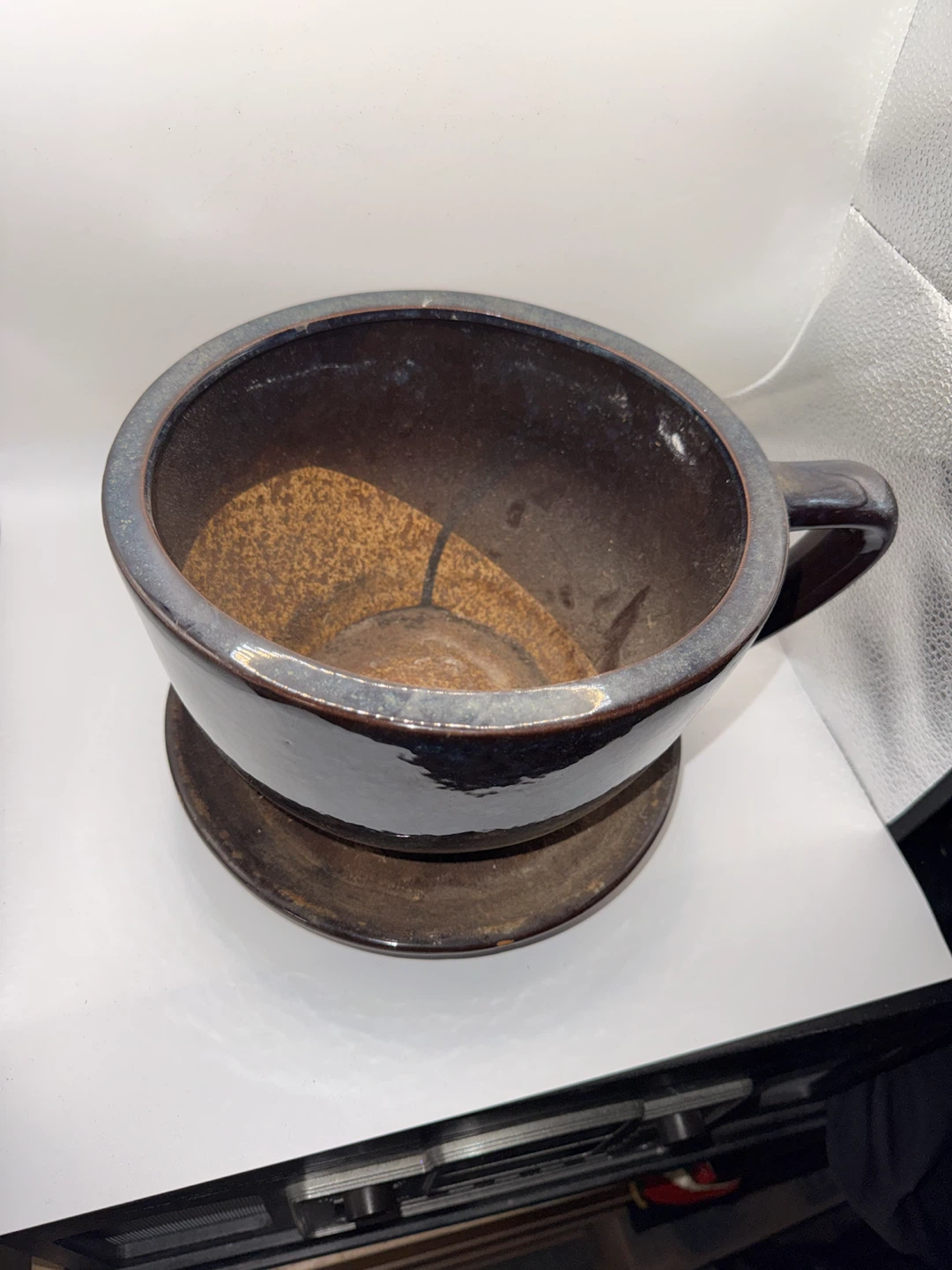 Large Ceramic Cup Planter with saucer - photo 4
