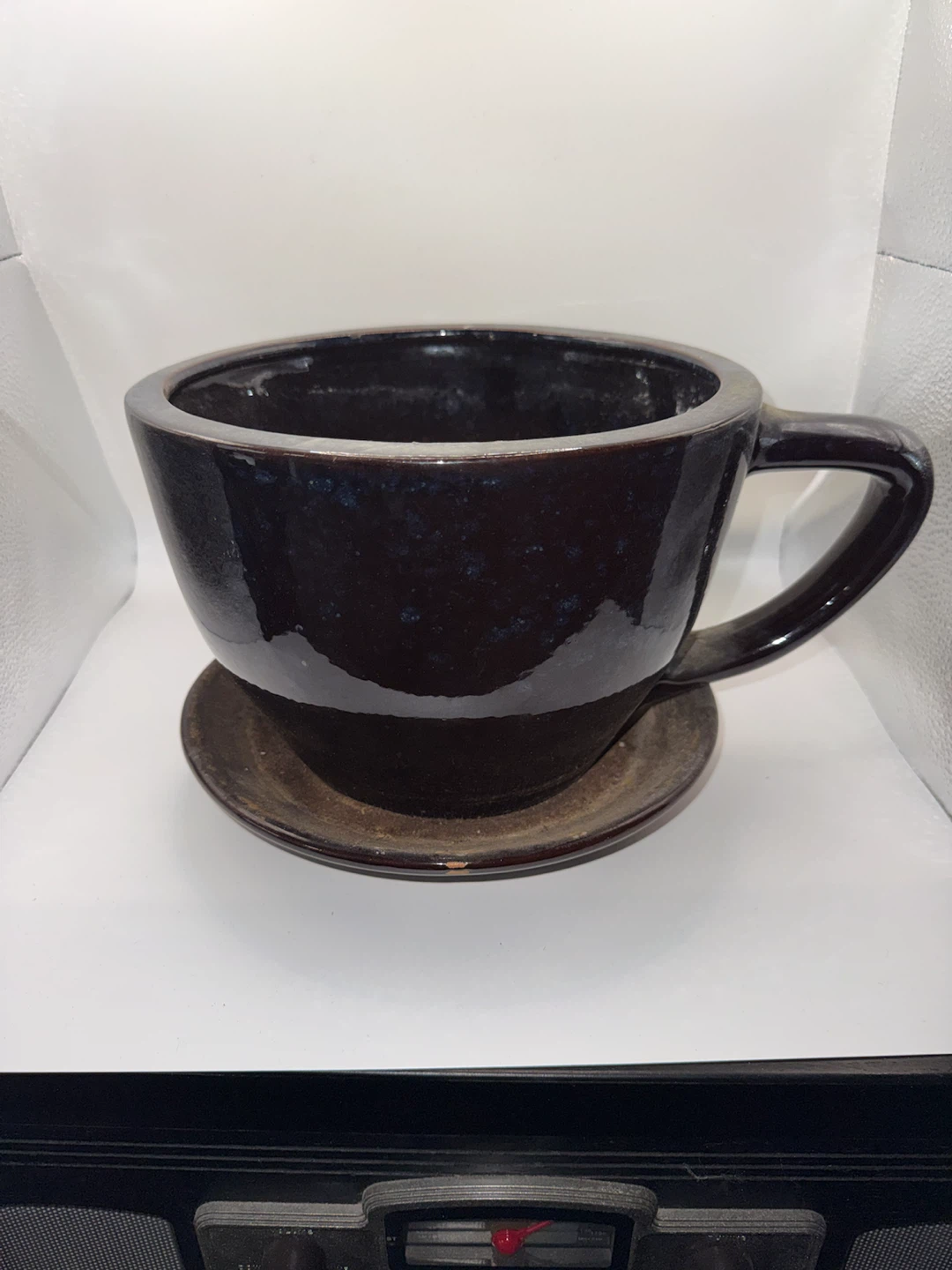 Large Ceramic Cup Planter with saucer - photo 5