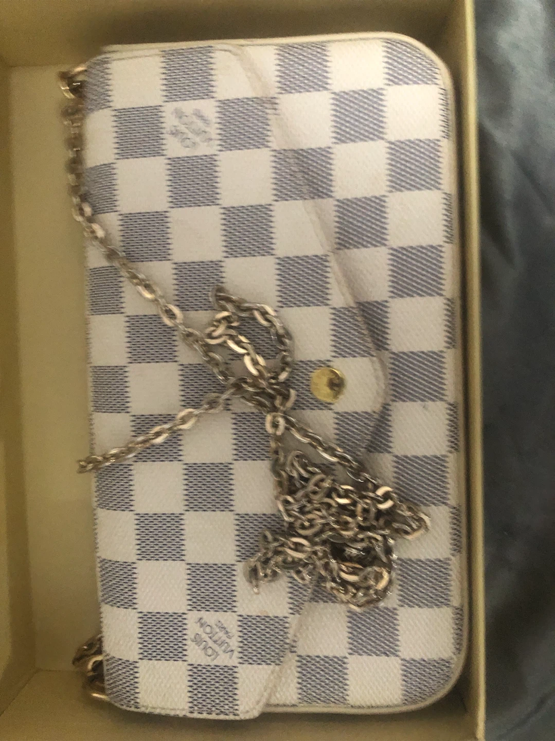 Louis Vuitton Damier Azur Wallet with Chain