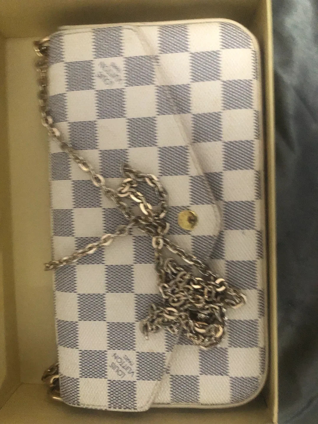 Louis Vuitton Damier Azur Wallet with Chain