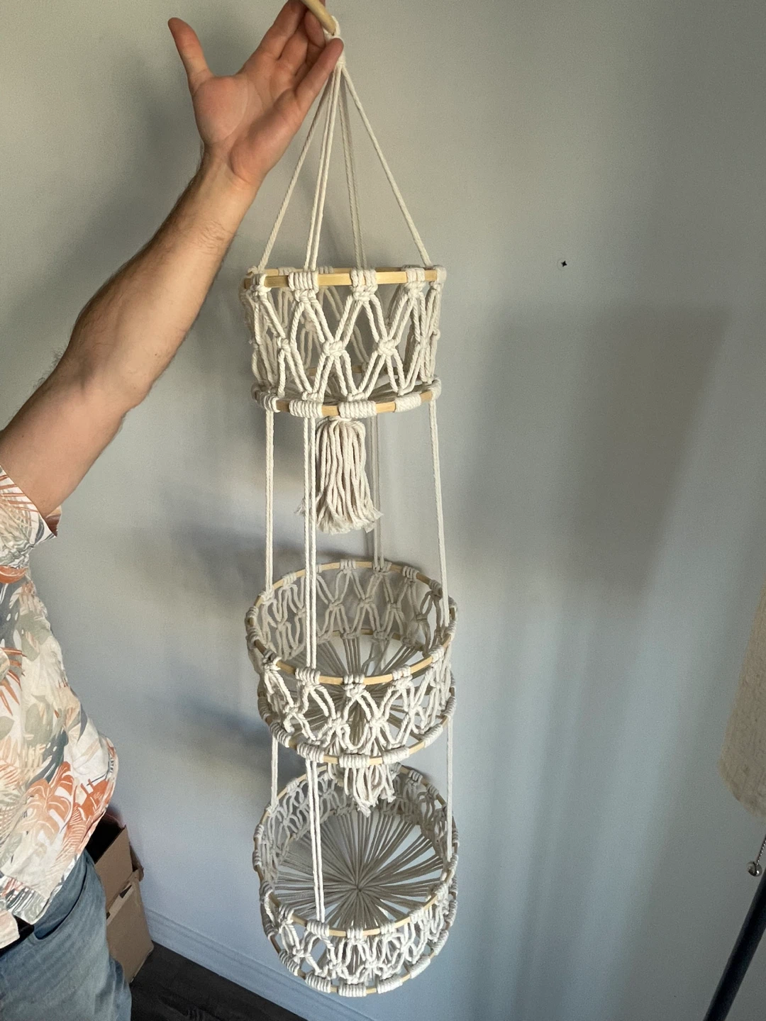 3-Tier Macramé Hanging Storage Basket - photo 2