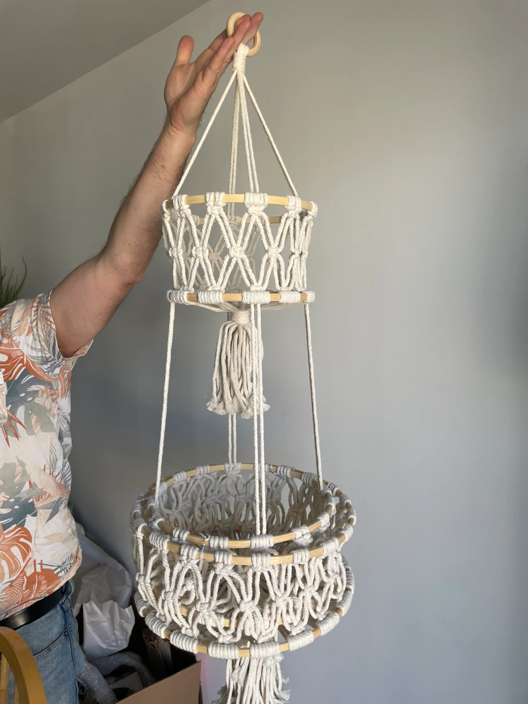 3-Tier Macramé Hanging Storage Basket - photo 3