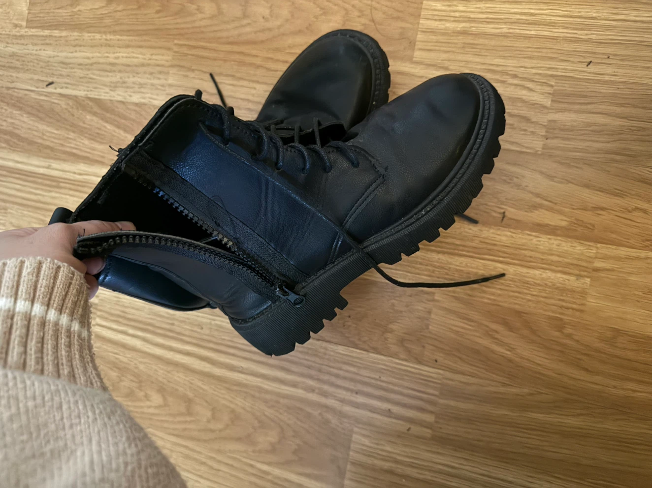 Black Lace-Up Combat Boots