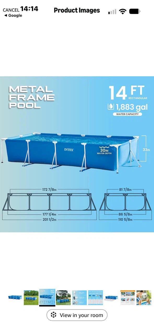 Intex Metal Frame Above Ground Swimming Pool 14’9”x7’3”x33” - photo 4