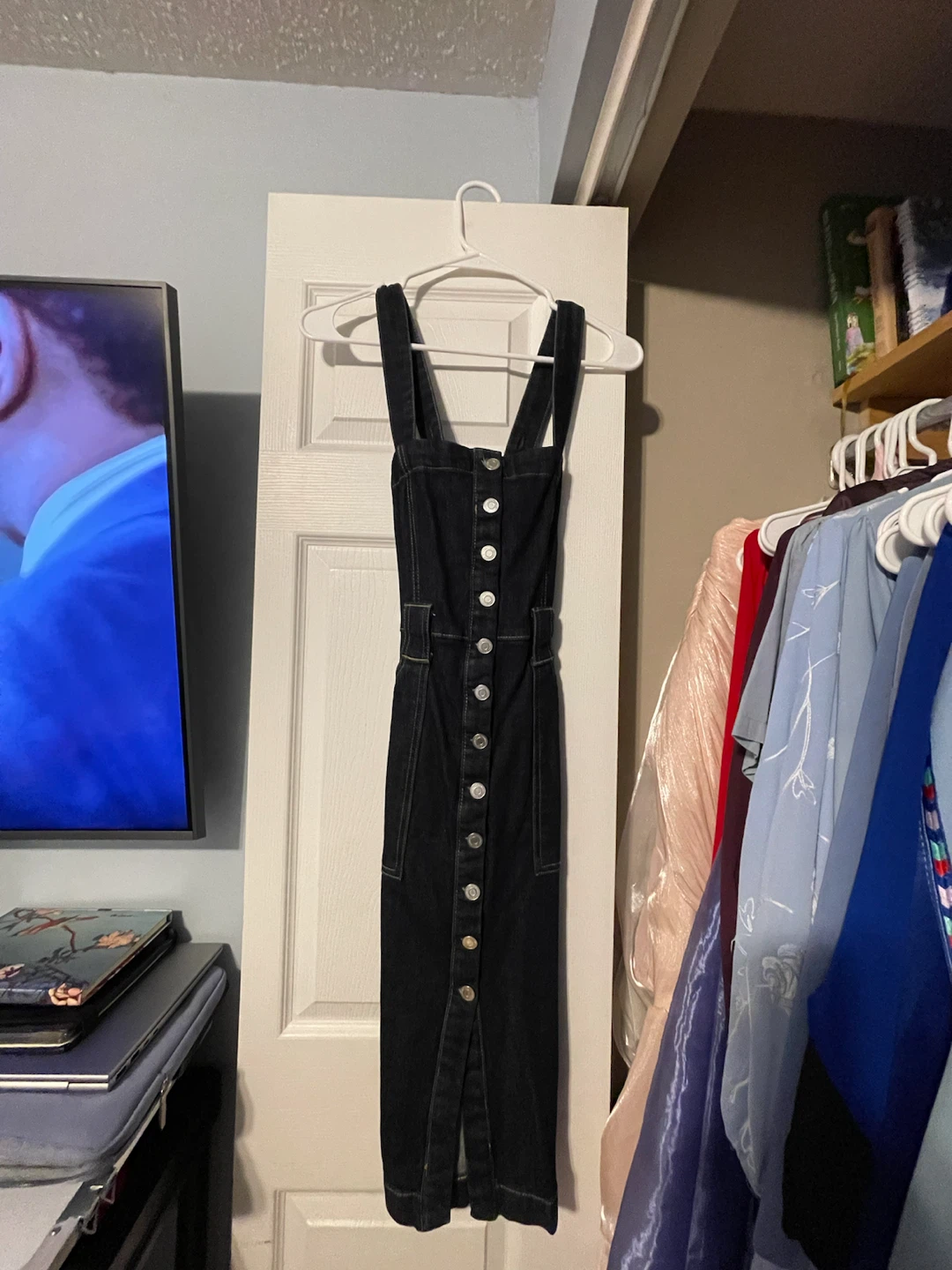 Black Denim Button-Down Dress