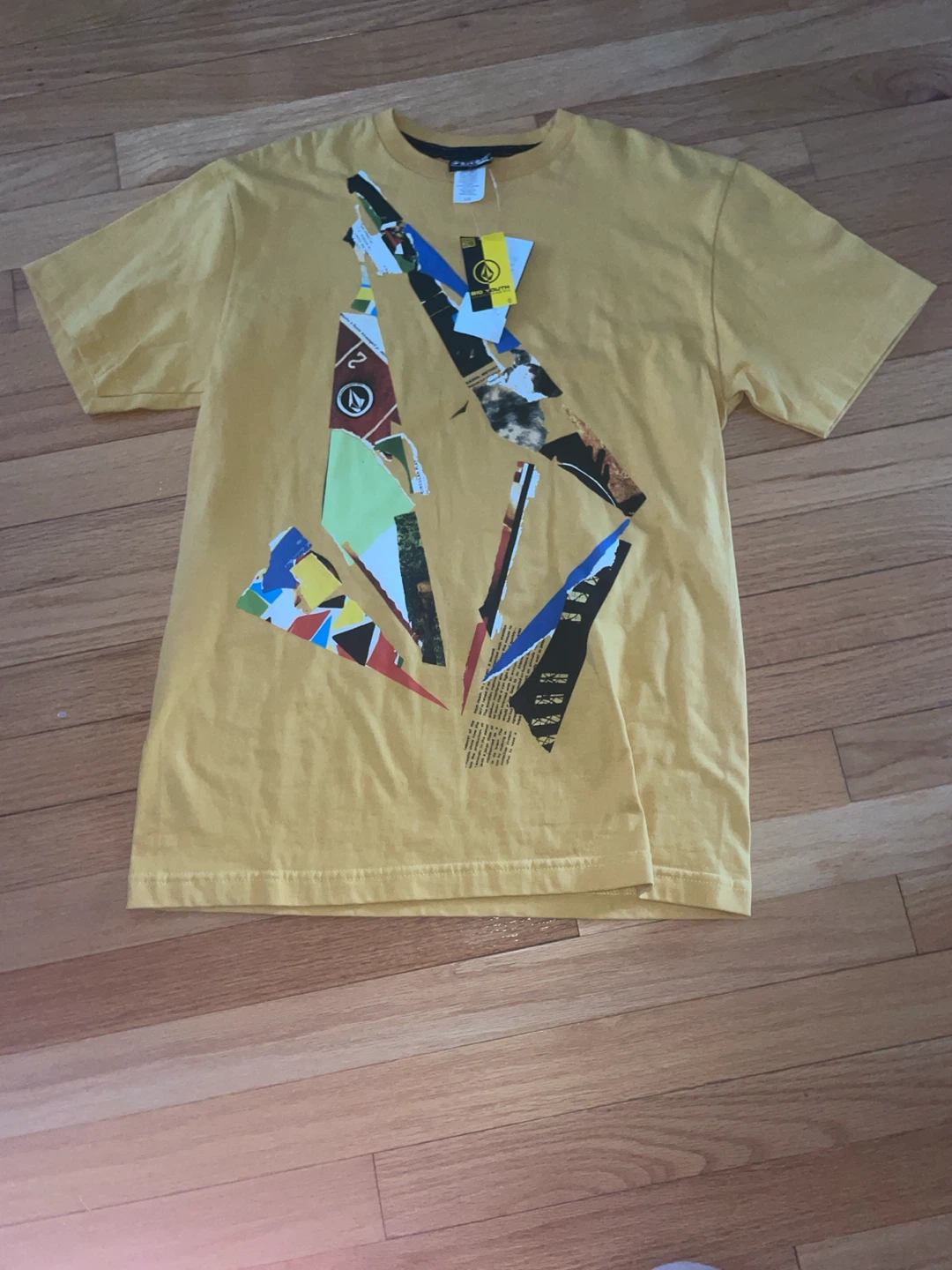 New Volcom Scrap Stone Youth T-Shirt Yellow with tags