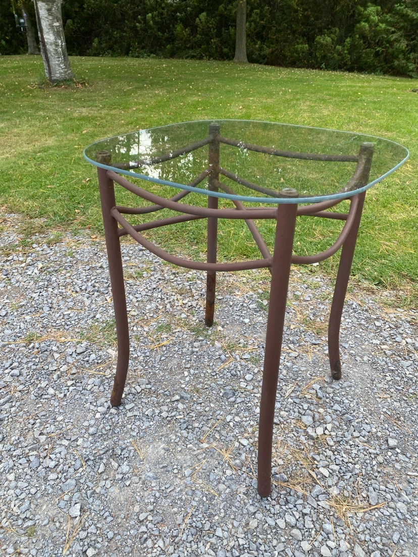 Vintage Retro Style Glass Top Metal Side Table