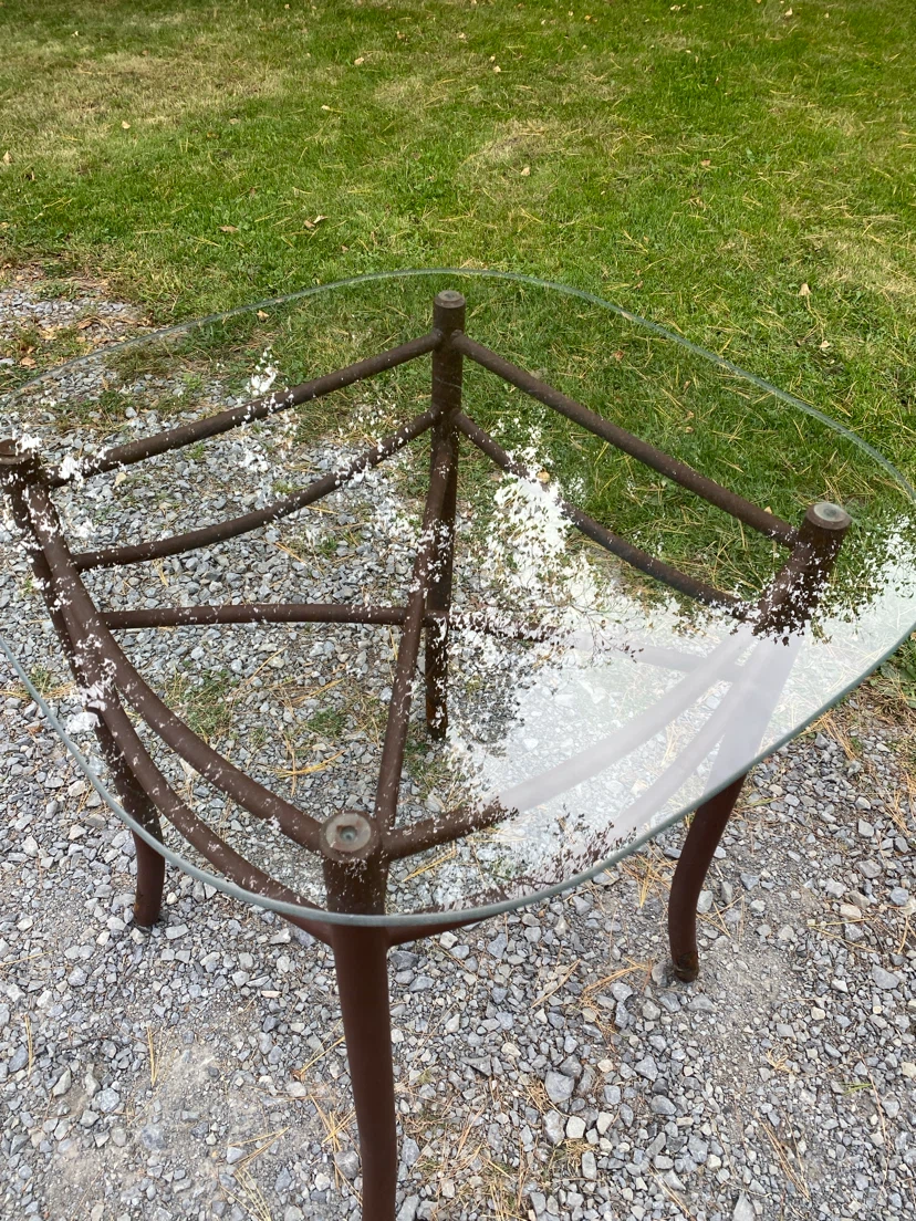 Vintage Retro Style Glass Top Metal Side Table - photo 2