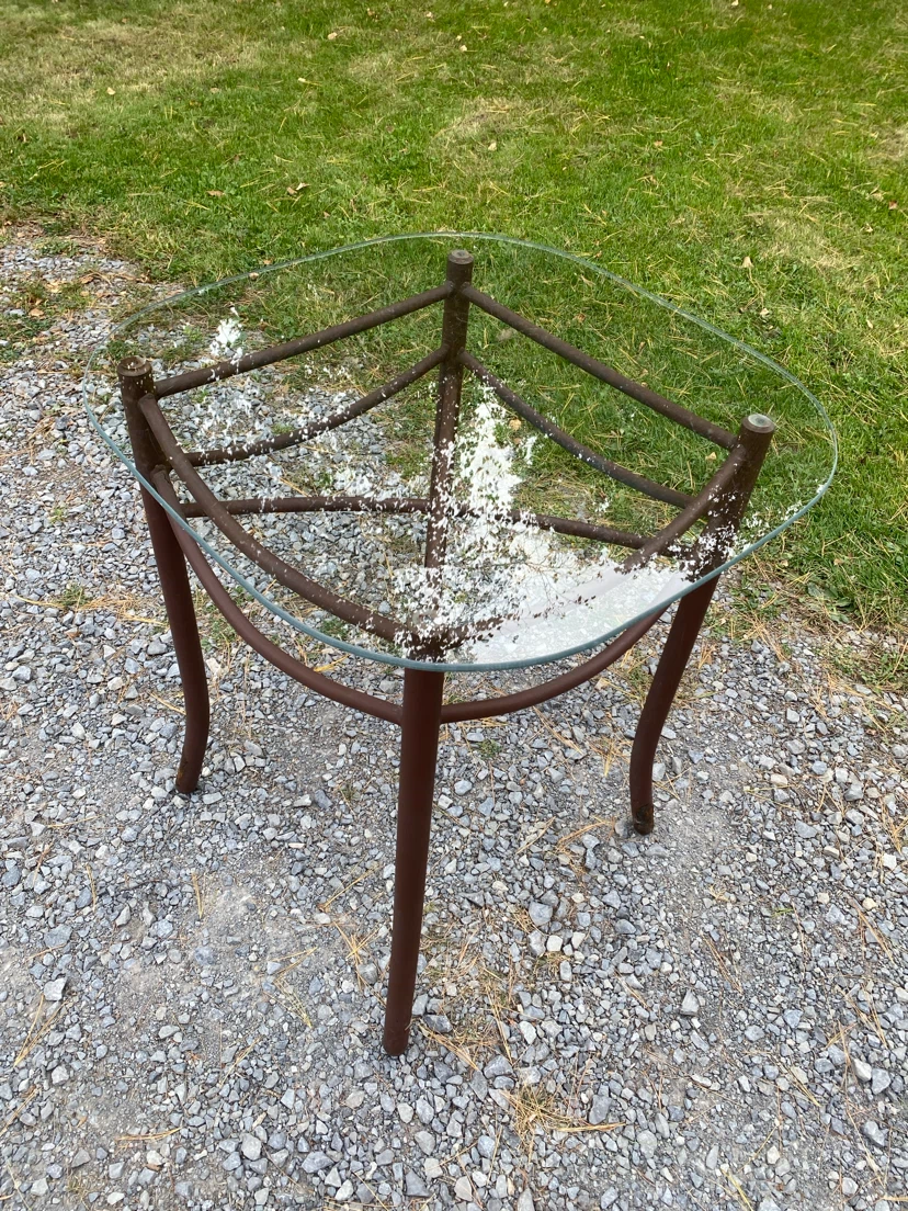 Vintage Retro Style Glass Top Metal Side Table - photo 3