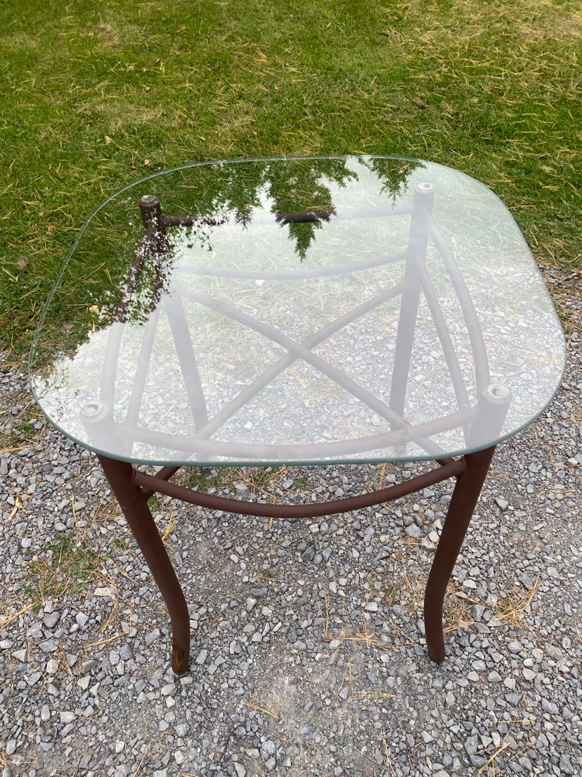 Vintage Retro Style Glass Top Metal Side Table - photo 4