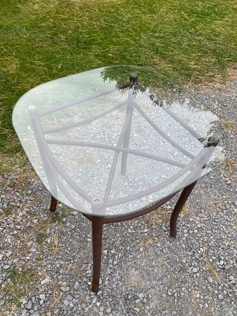 Vintage Retro Style Glass Top Metal Side Table - photo 5