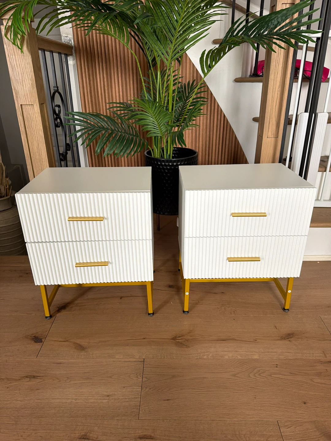 New Pair of White and Gold Nightstands - photo 2