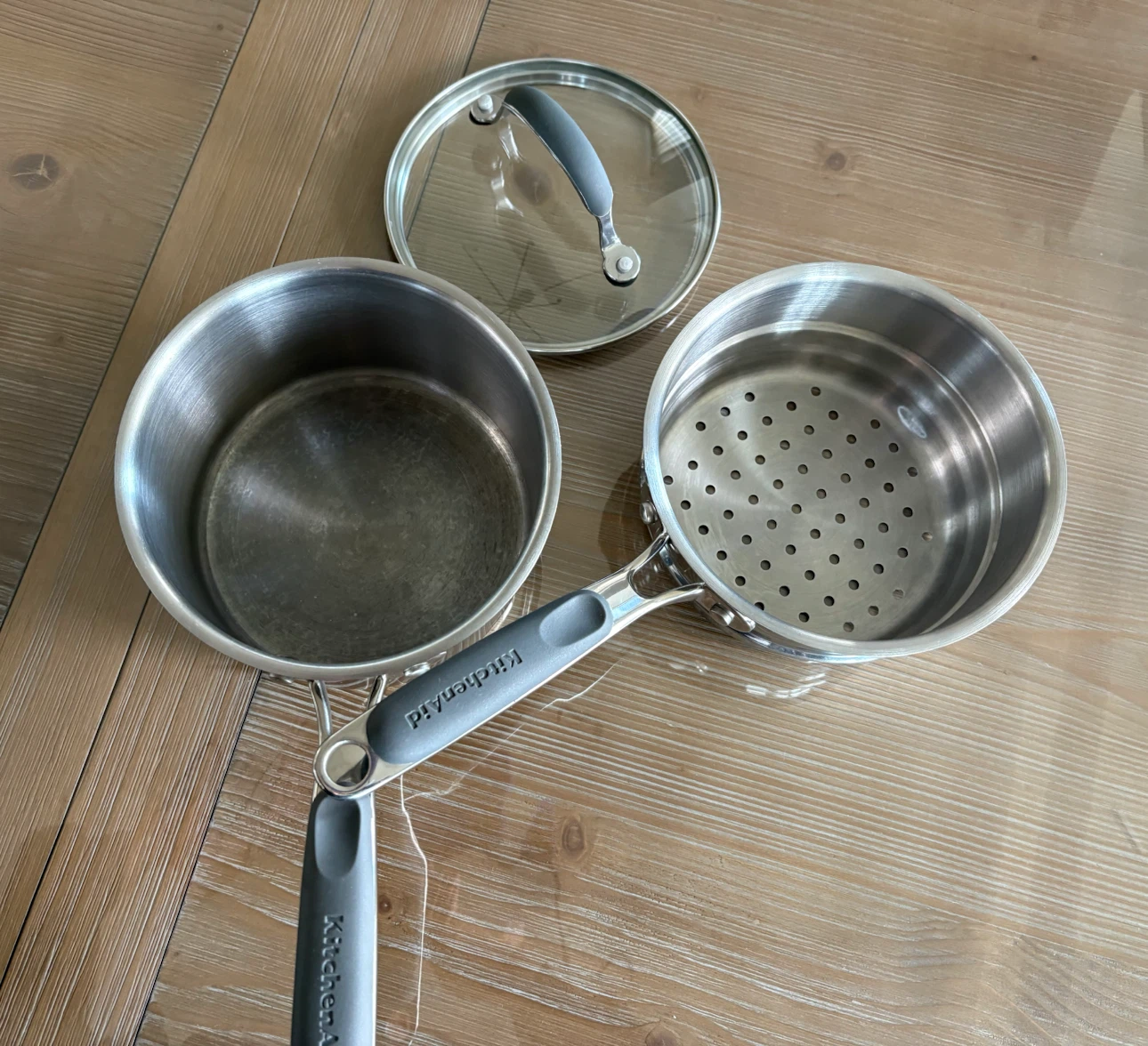 KitchenAid Stainless Steel Saucepan with Steamer Insert - photo 2