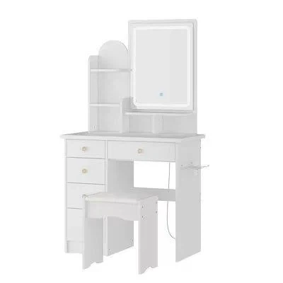 White Vanity Dressing Table with LED Mirror - photo 3