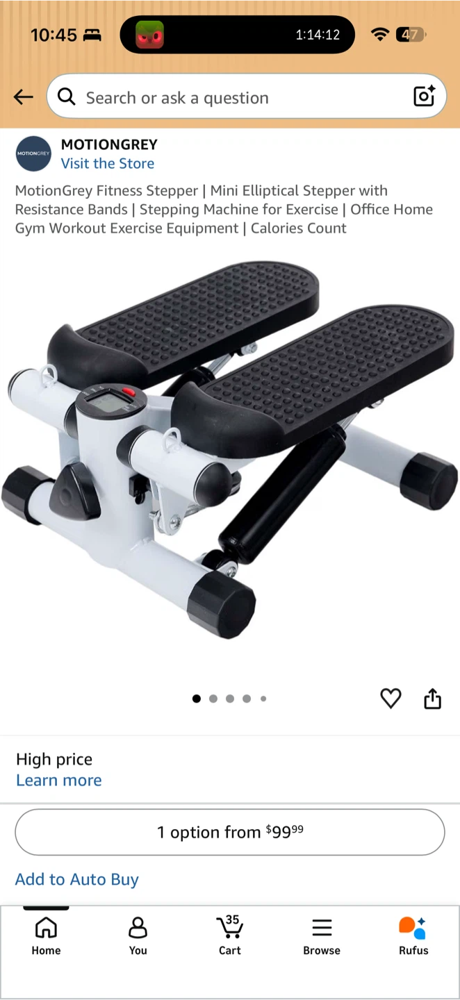 H978 – MotionGrey Mini Fitness Stepper – New – $55