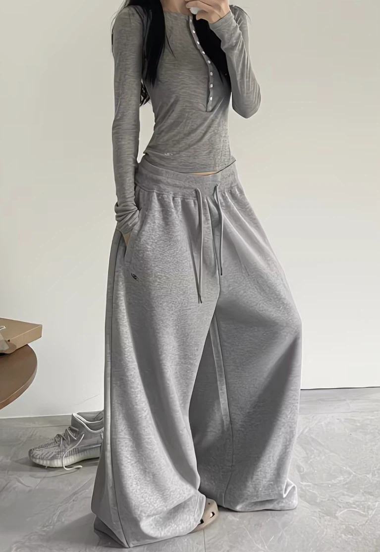 New Grey Wide Leg Sweatpants (XXS)