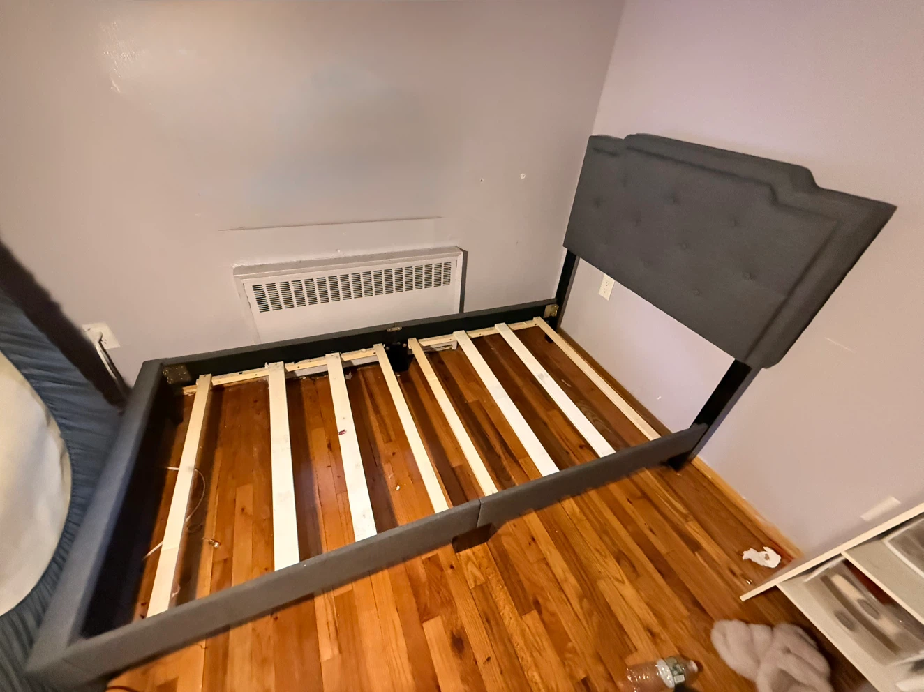 Gray Upholstered Twin Bed Frame -MOVING SALE!! - photo 3