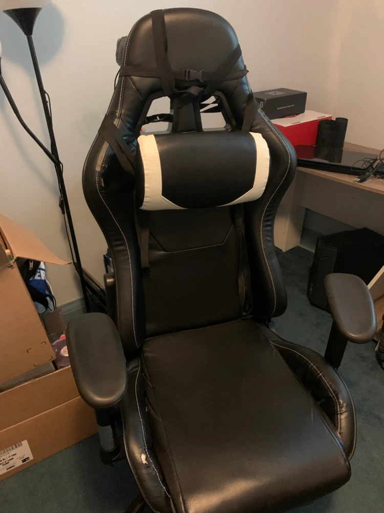 Black and white gaming chair