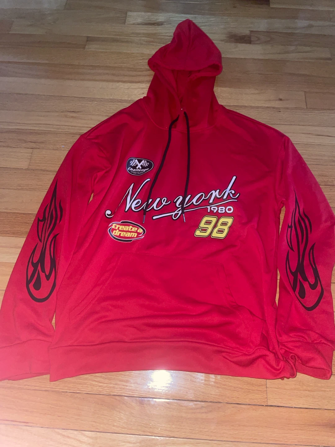 Red New York Graphic Hoodie