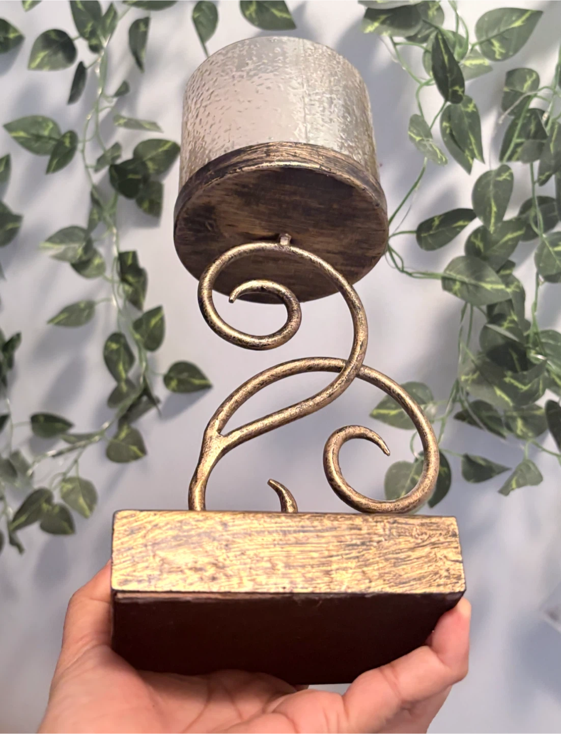 Decorative Gold Swirl Pillar Candle Holder - photo 3