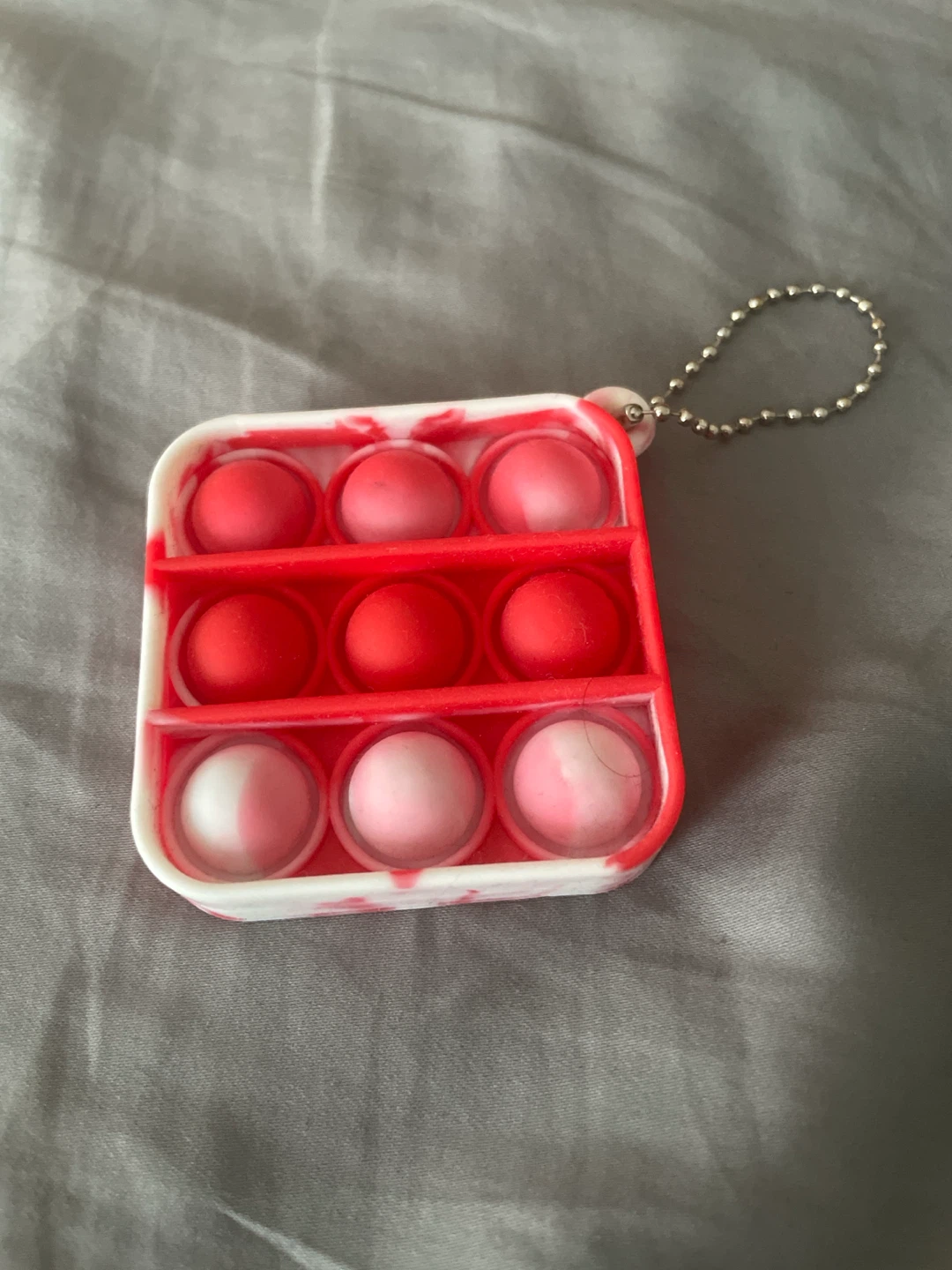 Red and White Pop It Fidget Keychain