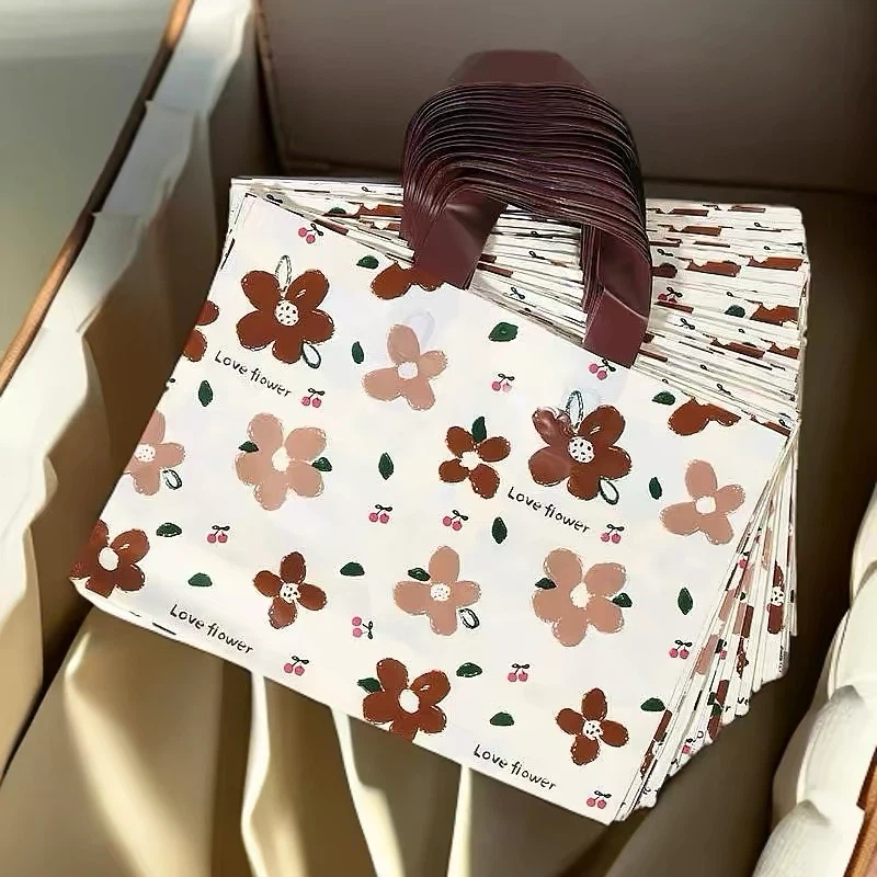 Love Flower Pattern Plastic Shopping Bags