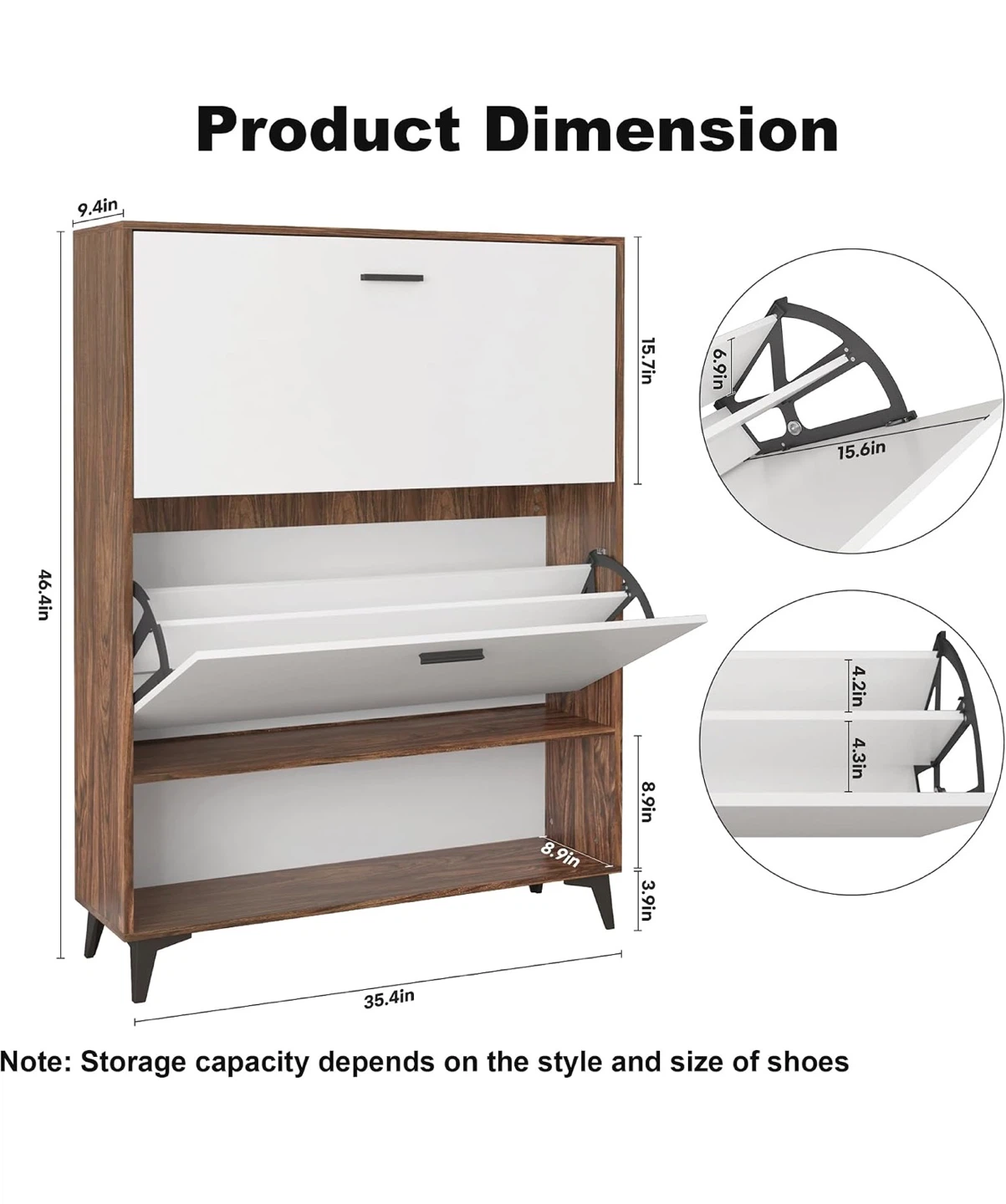 Modern Walnut and White Shoe Cabinet - photo 5