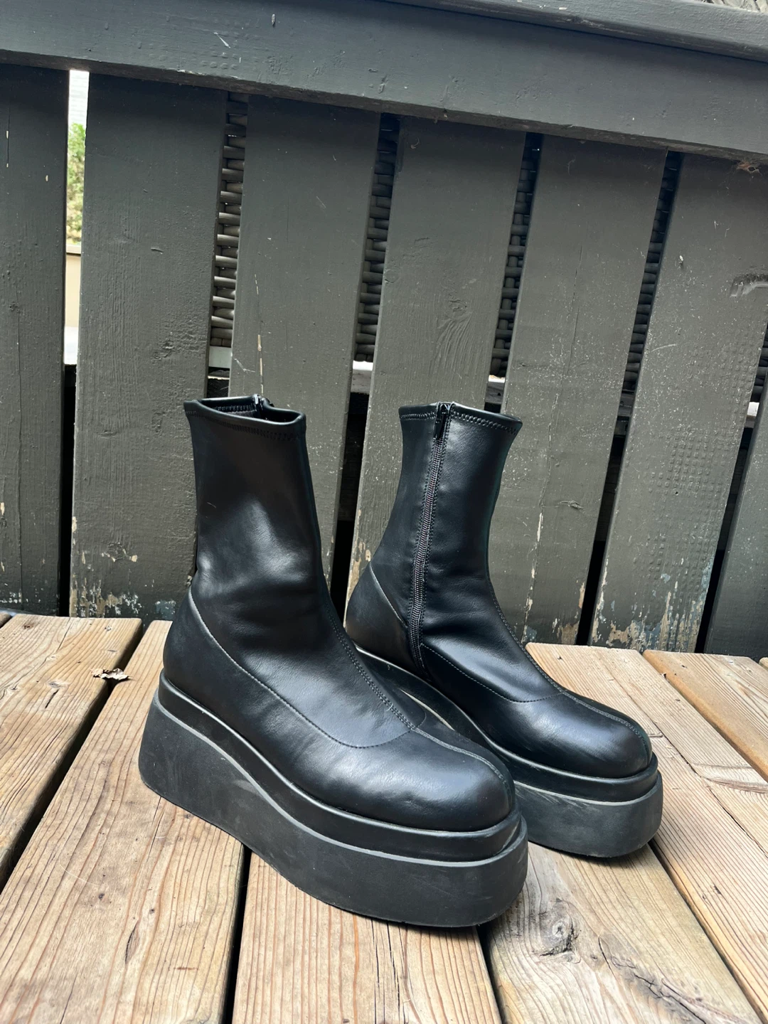 Black pleather Platform Boots