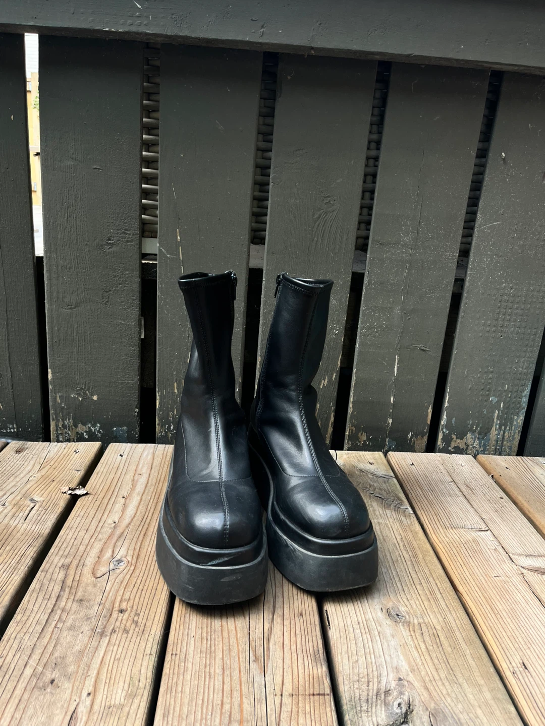 Black pleather Platform Boots - photo 2