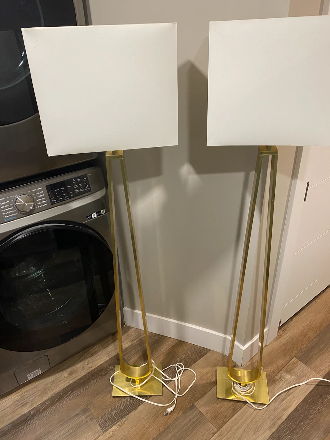 Pair of Brass Finish Floor Lamps