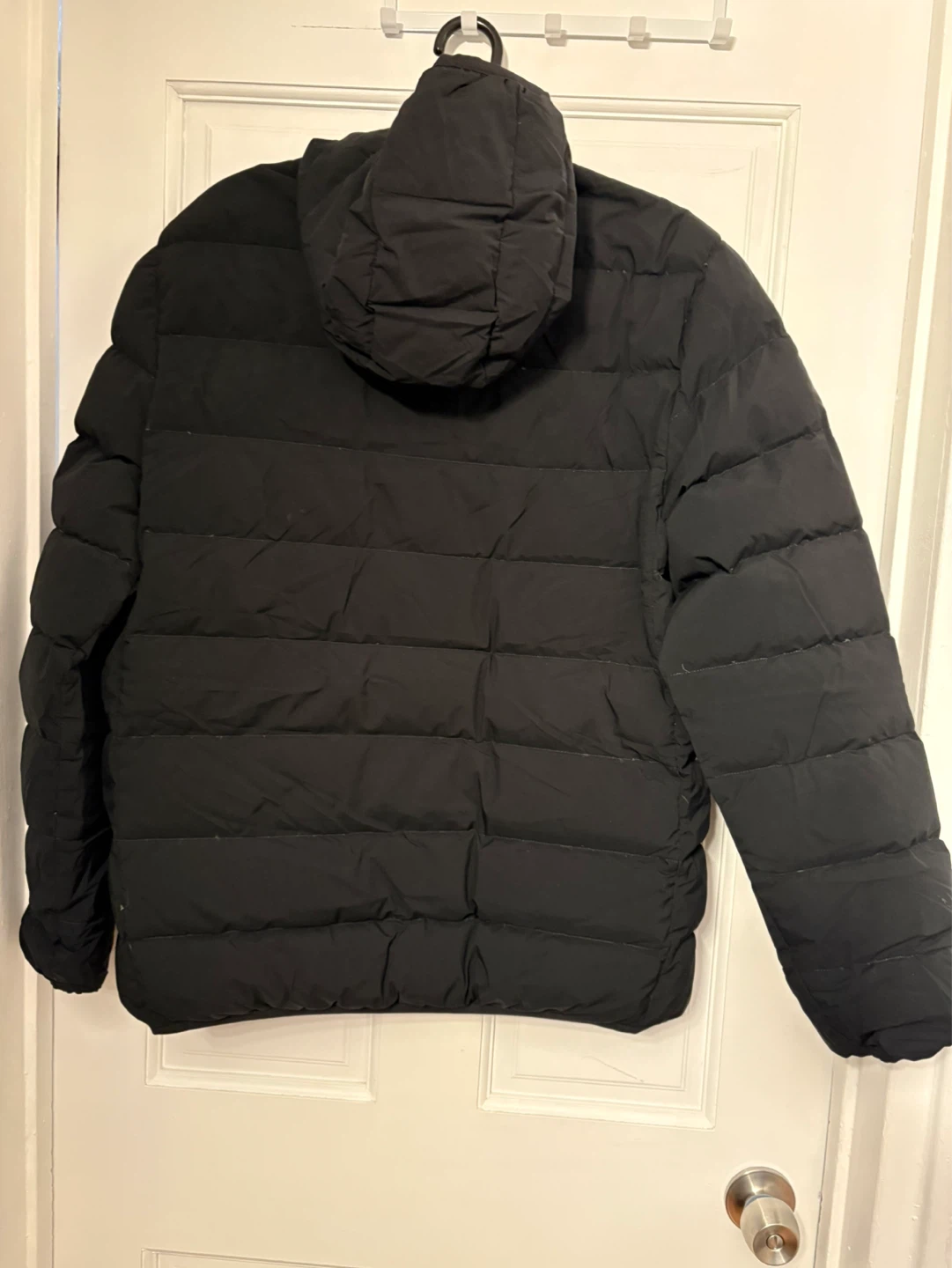 Black Hooded Down Jacket - photo 2