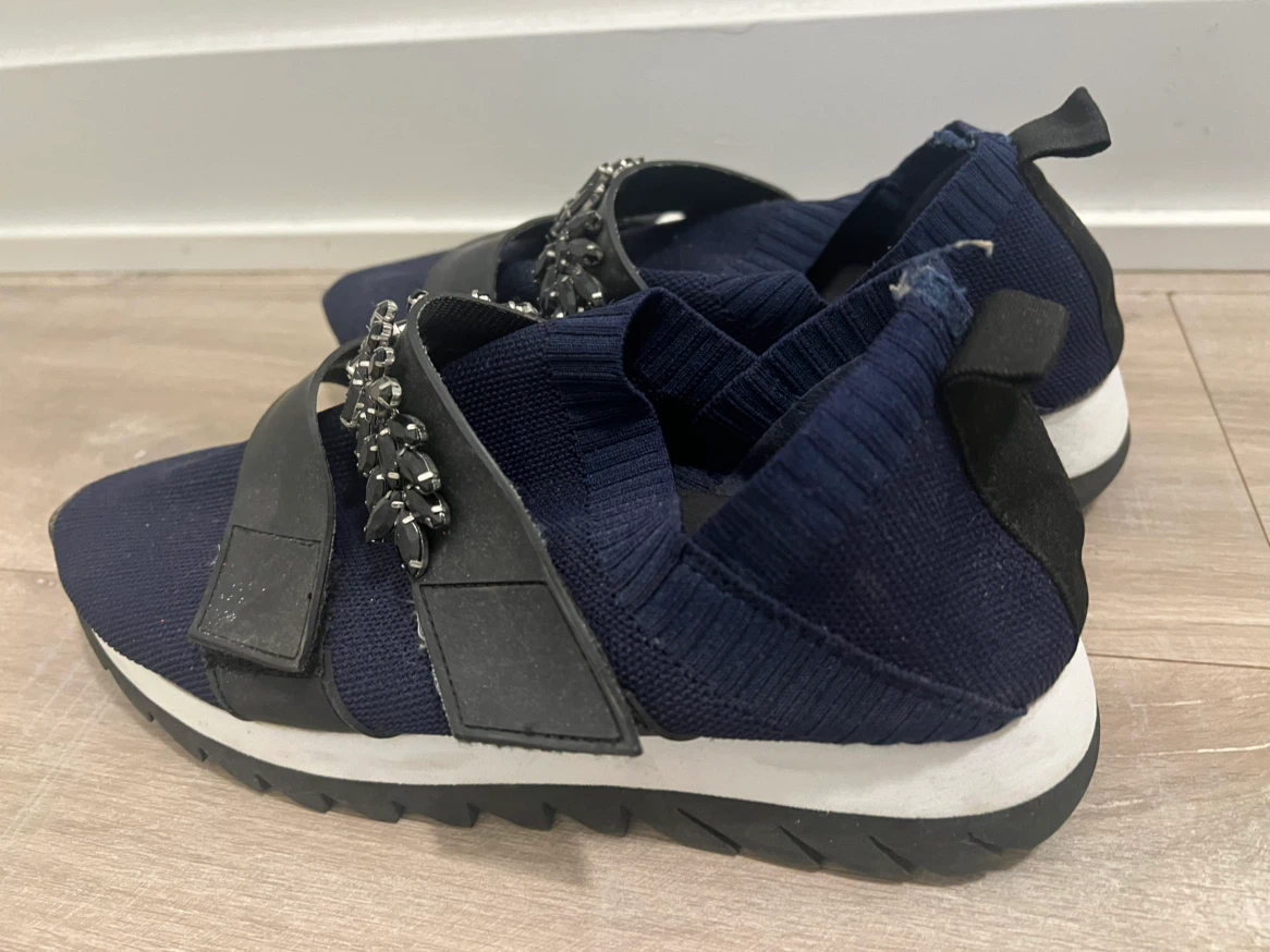 Navy Blue Embellished Sneakers