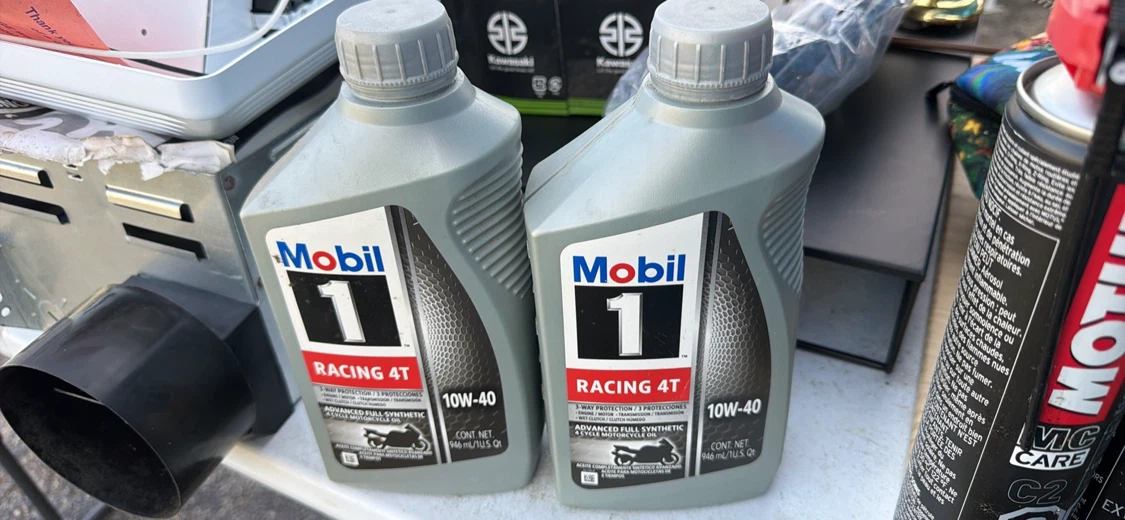 2 Bottles of Mobil 1 Racing 4T 10W-40 Motorcycle Oil