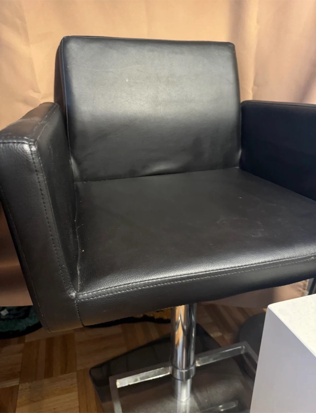 Set of 2 Black Leather Swivel Bar Stools by Modani - photo 3