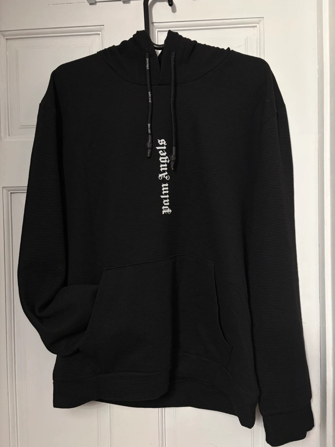 Palm Angels Black Ribbed Hoodie