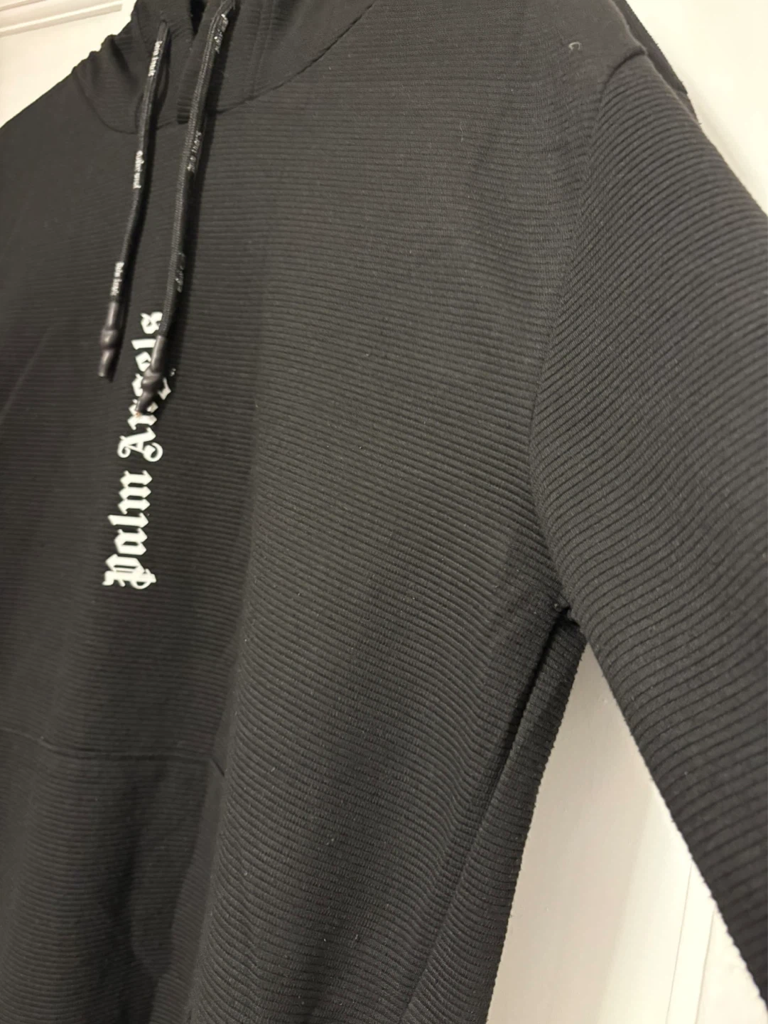 Palm Angels Black Ribbed Hoodie - photo 3