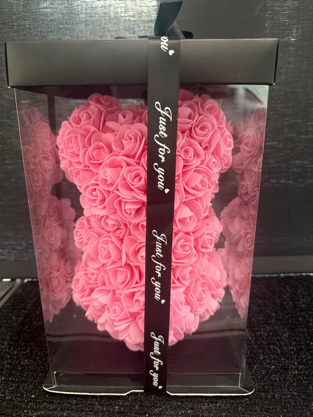 Pink Artificial Rose Bear in Display Box - photo 2