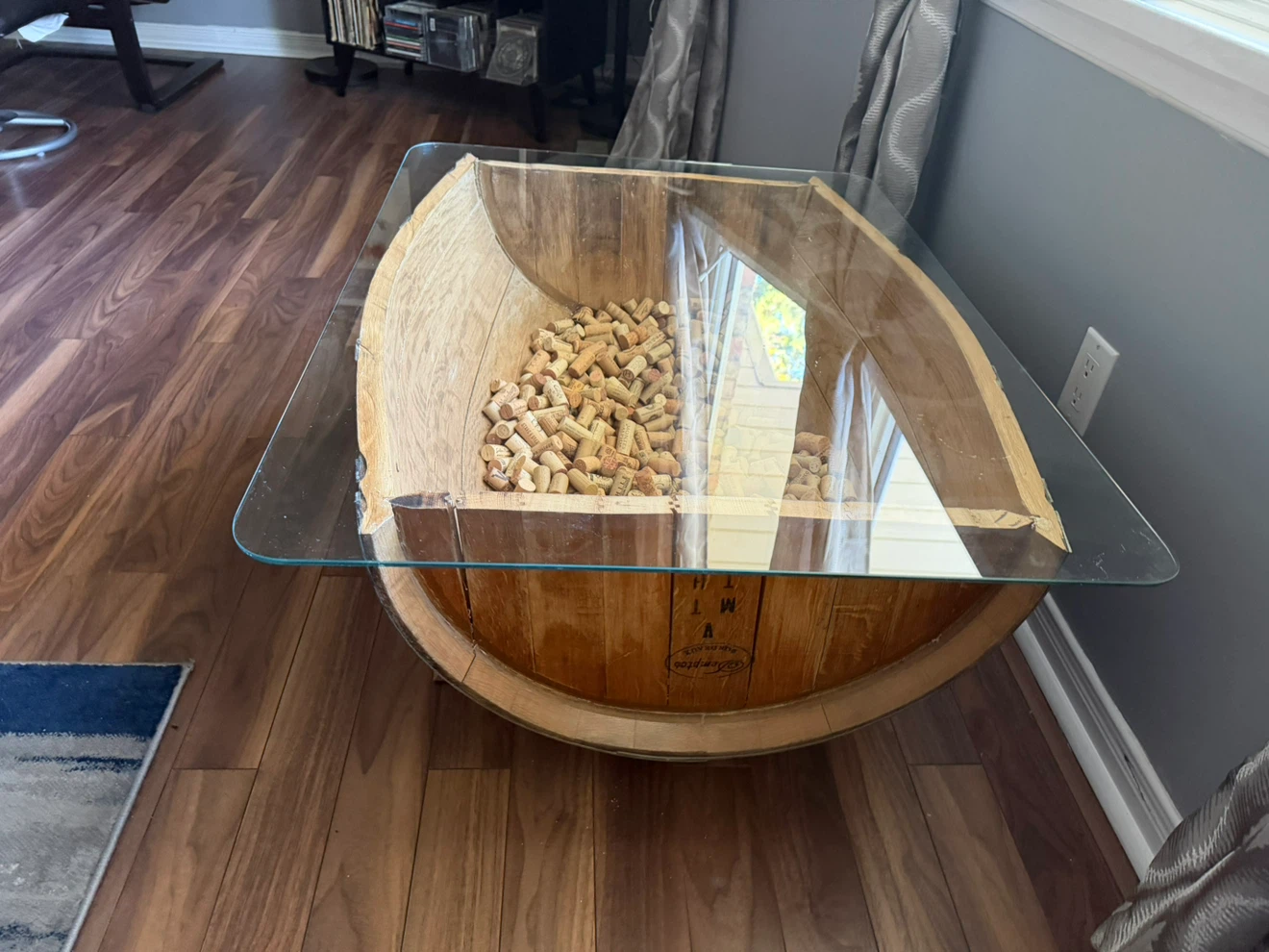 Wine Barrel Coffee Table with Glass Top - photo 2