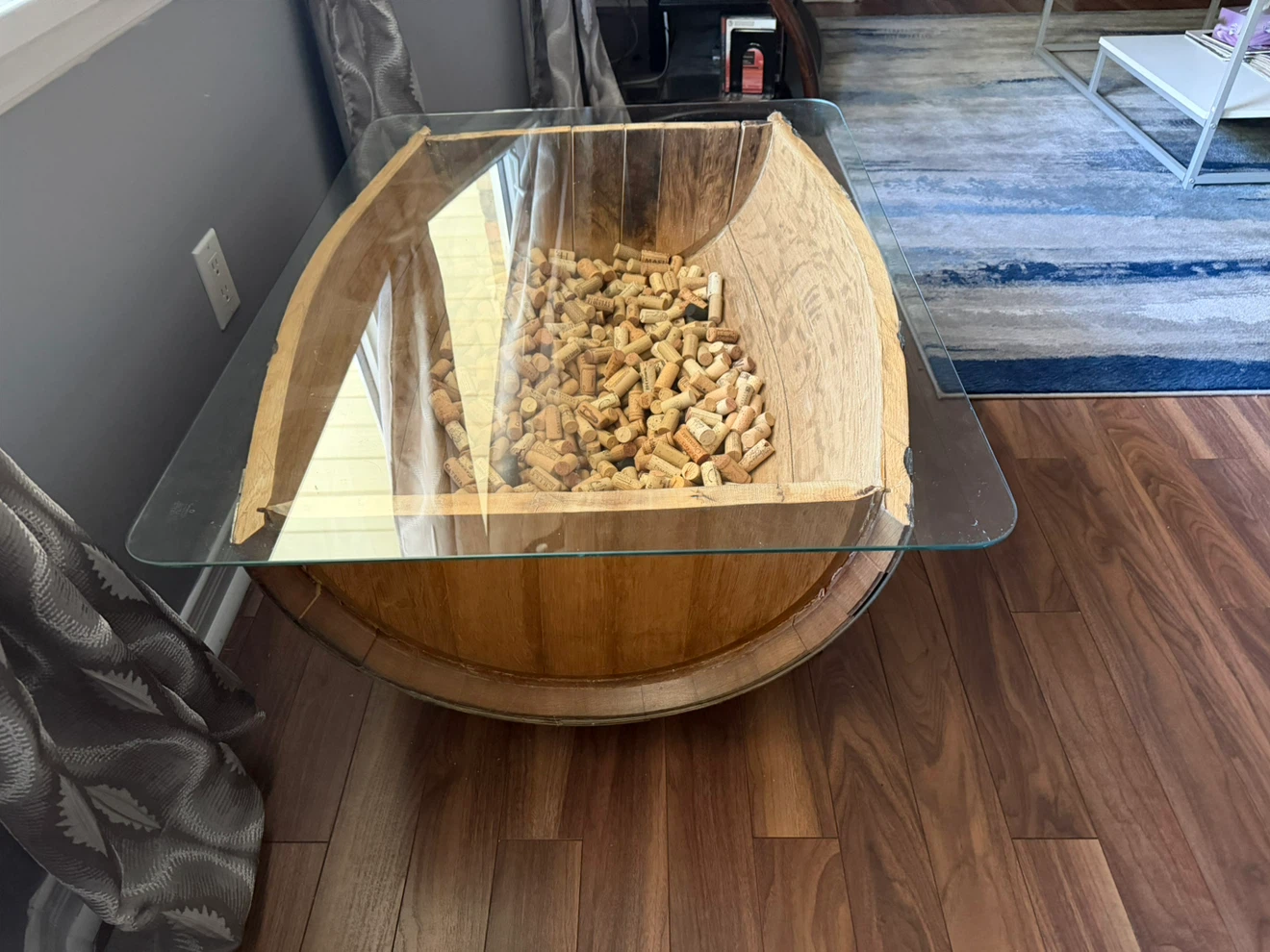 Wine Barrel Coffee Table with Glass Top - photo 3