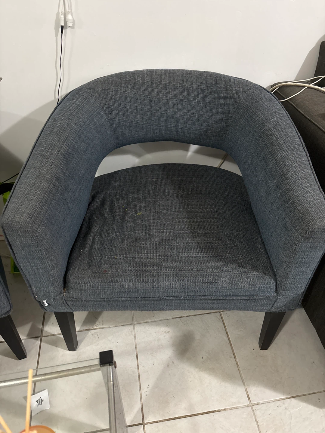 Set of Two Grey Fabric Accent Chairs - photo 4