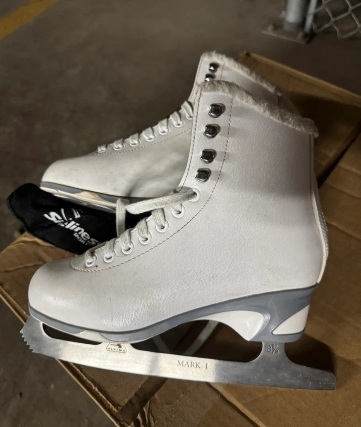 Figure Skates - White, Size 4, with Blade Guards