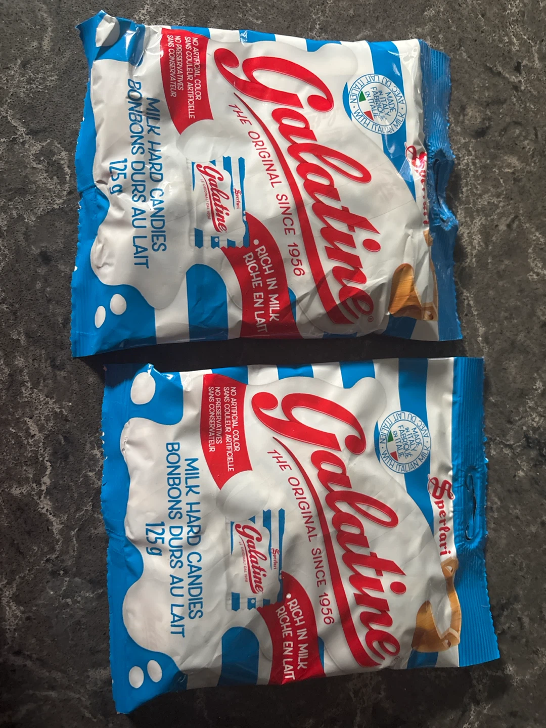 Two 125g packs of Galatine Milk Hard Candies