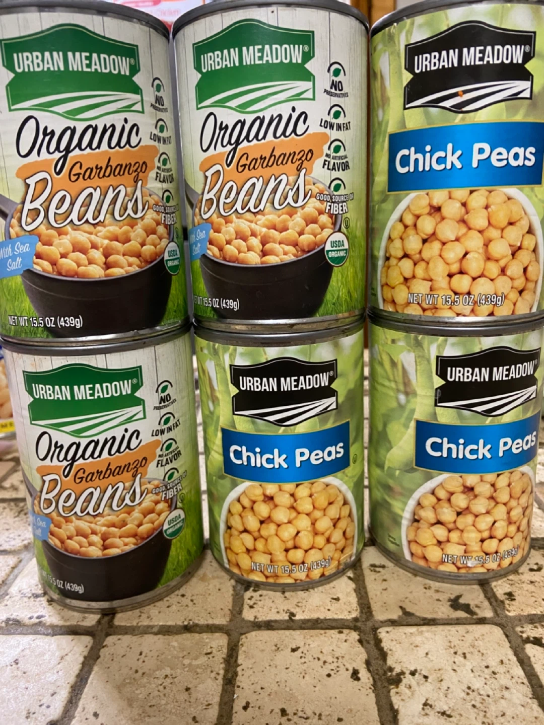 6 Cans of Urban Meadow Organic Chickpeas
