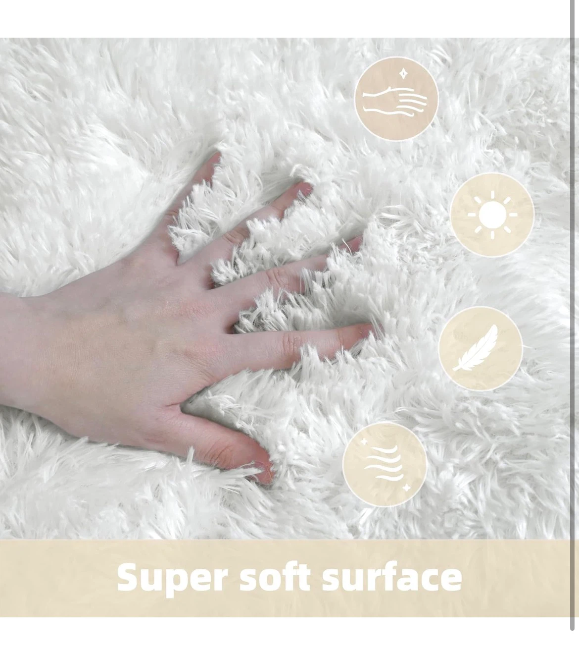 4 ft White Round Faux Fur Area Rug - photo 3