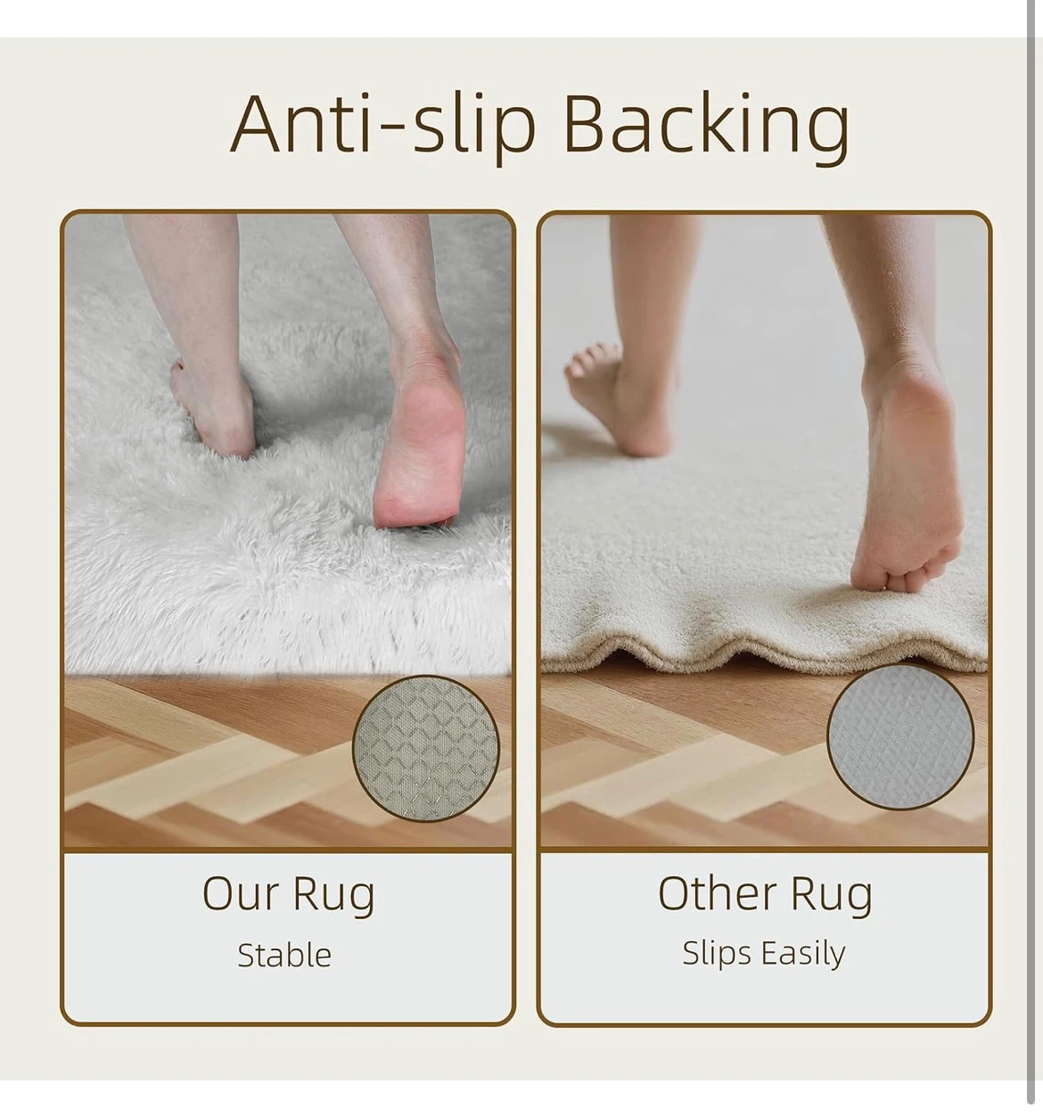 4 ft White Round Faux Fur Area Rug - photo 4