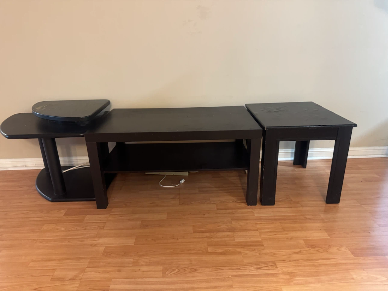 Black Coffee Table and Two Side Tables Set