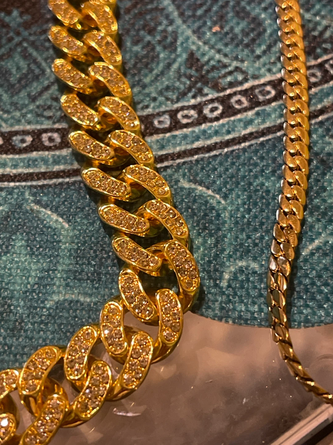 Set of Two Gold-Tone Cuban Link Chains - photo 2
